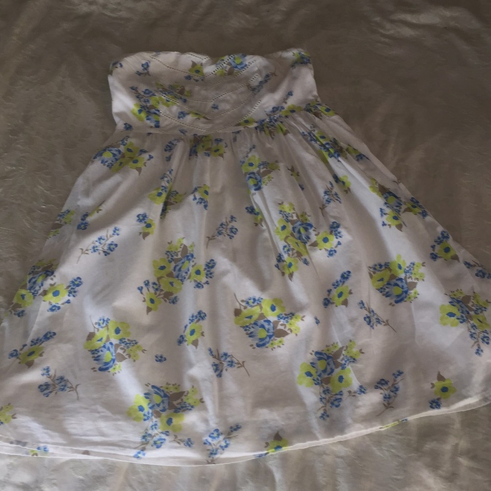 Strapless floral cotton dress
